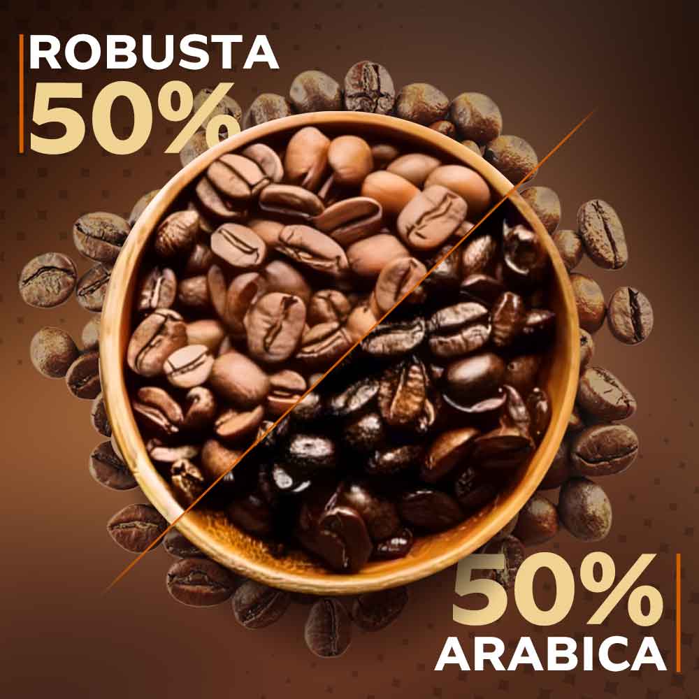 قهوه عربیکا 50 درصد روبوستا 50 درصد
